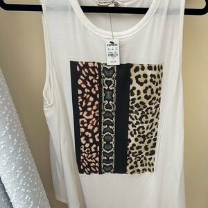 Express Women's White Animal Print Tank Top